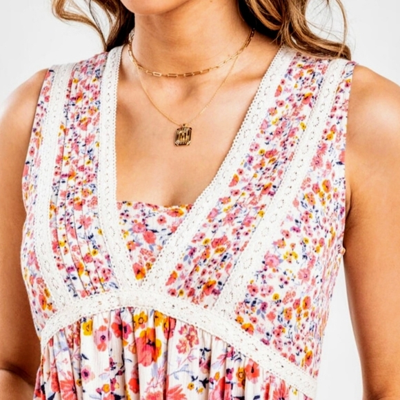 Free Francesca's Collections Blue Rain Quincy Floral Crochet Blouse, Boho, S - Picture 2 of 14